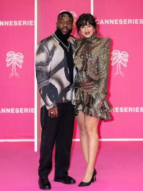 Shirine Boutella and Tayc attends the 4th Canneseries Festival - Day Two on October 09, 2021 in Cannes, France.