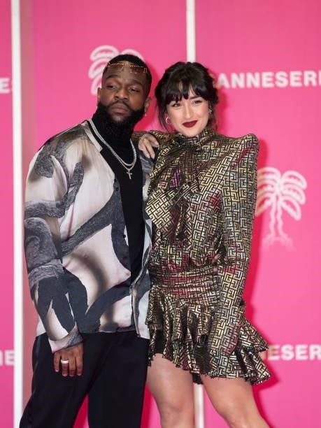 Shirine Boutella and Tayc attends the 4th Canneseries Festival - Day Two on October 09, 2021 in Cannes, France.