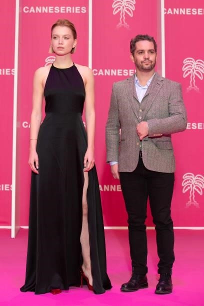 Actors Eden Ducourant and Bruno Sanches attend the 4th Canneseries Festival - Day Two on October 09, 2021 in Cannes, France.