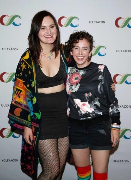Actress Mary Chieffo and actor/writer Madi Goff attend the ClexaCon 2021 convention at the Tropicana Las Vegas on October 09, 2021 in Las Vegas,...
