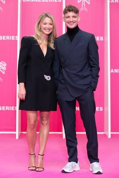 Actors Virginie Efira and Niels Schneider attend the 4th Canneseries Festival - Day Two on October 09, 2021 in Cannes, France.