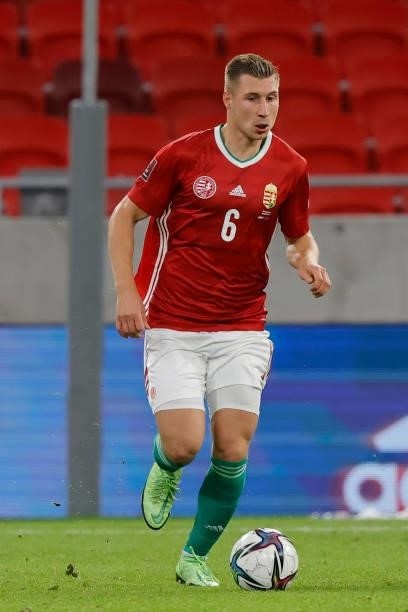 Willi Orban of Hungary controls the ball during the FIFA World Cup 2022 Qatar Qualifier match between Hungary and Albania at Puskas Arena on October...