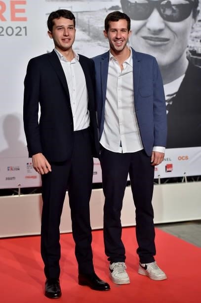 Giacomo and Victor Belmondo attends the opening ceremony during the 13th Film Festival Lumiere In Lyon on October 09, 2021 in Lyon, France.