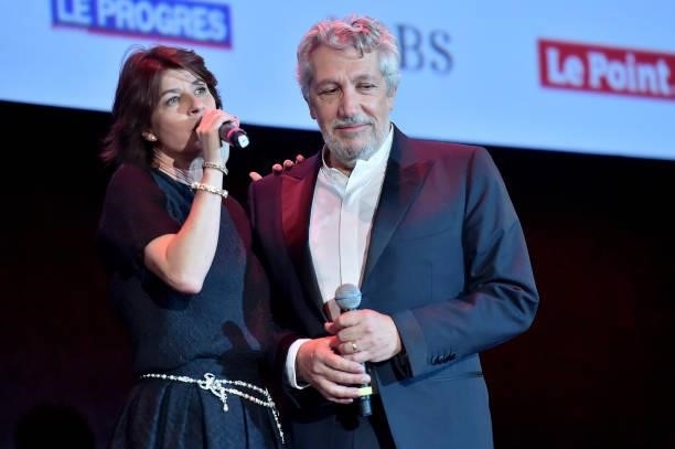 Irene Jacob and Alain chabat attends the opening ceremony during the 13th Film Festival Lumiere In Lyon on October 09, 2021 in Lyon, France.