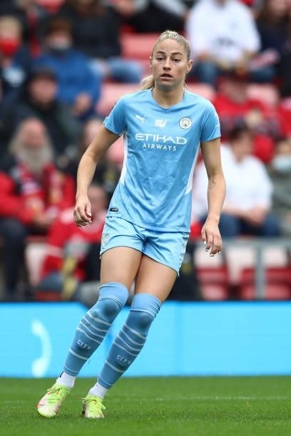 Janine Beckie of Manchester City during the Barclays FA Women's Super League match between Manchester United Women and Manchester City Women at Leigh...