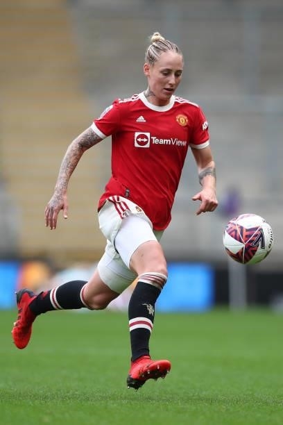 Leah Galton of Manchester United during the Barclays FA Women's Super League match between Manchester United Women and Manchester City Women at Leigh...