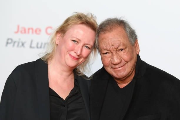 Tony Gatlif and a guest attend the opening ceremony during the 13th Film Festival Lumiere In Lyon on October 09, 2021 in Lyon, France.