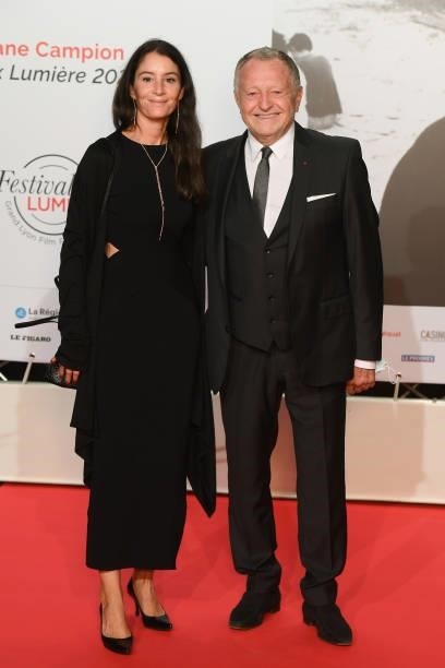 Jean-Michel Aulas and his daughter attend the opening ceremony during the 13th Film Festival Lumiere In Lyon on October 09, 2021 in Lyon, France.