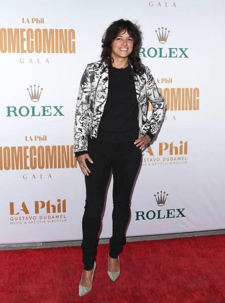 Michelle Rodriguez attends the Los Angeles Philharmonic Homecoming Concert & Gala at Walt Disney Concert Hall on October 09, 2021 in Los Angeles,...