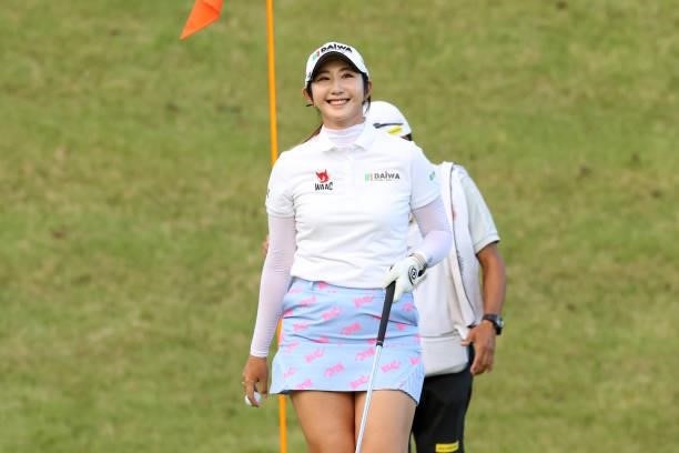 Seonwoo Bae of South Korea celebrates after the chip-in-birdie on the playoff first hole on the 18th green during the final round of the Stanley...