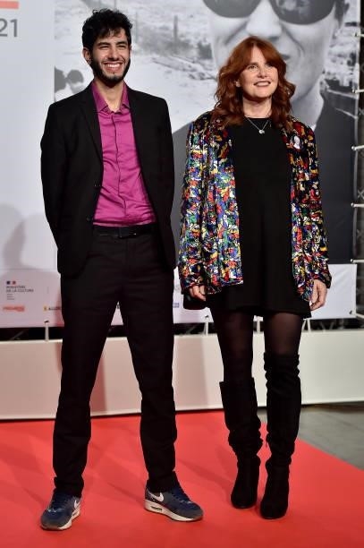 Jonas Ben Ahmed and Marie-Castille Mention-Schaar attends the opening ceremony during the 13th Film Festival Lumiere In Lyon on October 09, 2021 in...