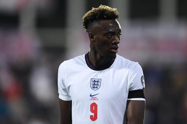 Tammy Abraham of England looks on during the 2022 FIFA World Cup Qualifier match between Andorra and England at Estadi Nacional on October 09, 2021...