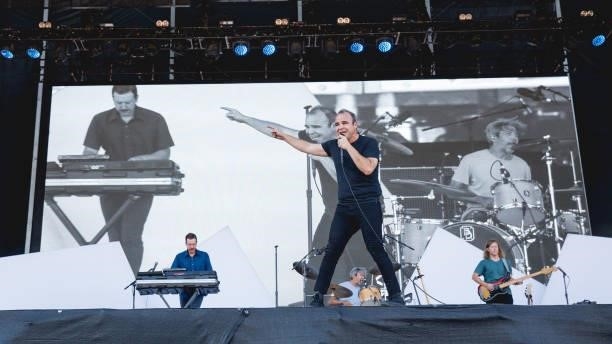 Gerrit Welmers, Samuel T. Herring, Michael Lowry, and William Cashion of Future Islands perform onstage during weekend two, day two of Austin City...