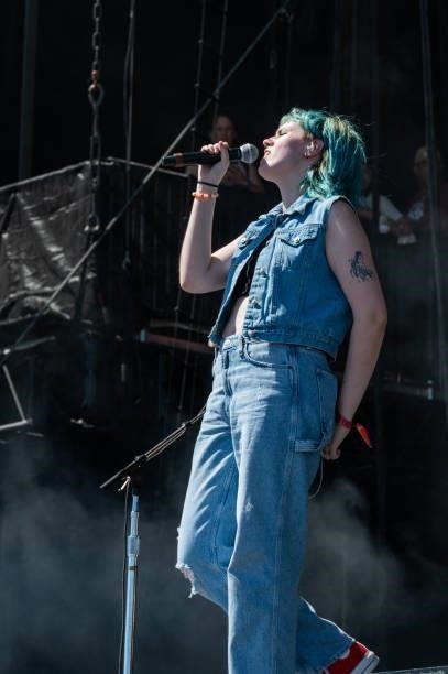 Singer and songwriter Frances Forever performs on stage during weekend two of the Austin City Limits Festival at Zilker Park on October 09, 2021 in...