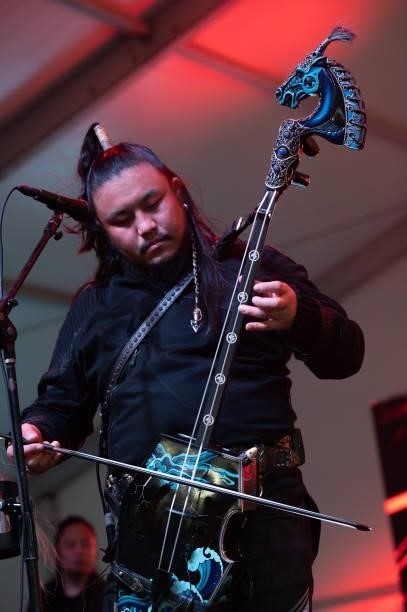 Mongolian folk rock and heavy metal band The Hu perform on stage during weekend two of the Austin City Limits Festival at Zilker Park on October 09,...