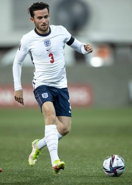 Ben Chilwell of England runs with the ball during the 2022 FIFA World Cup Qualifier match between Andorra and England at Estadi Nacional on October...