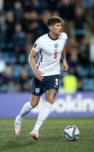 John Stones of England runs with the ball during the 2022 FIFA World Cup Qualifier match between Andorra and England at Estadi Nacional on October...