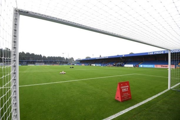 General view inside the stadium prior to the Barclays FA Women's Super League match between Chelsea Women and Leicester City Women at Kingsmeadow on...