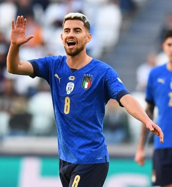 Jorginho of Italy in action during the UEFA Nations League 2021 Third Place Match between Italy and Belgium at Juventus Stadium on October 10, 2021...