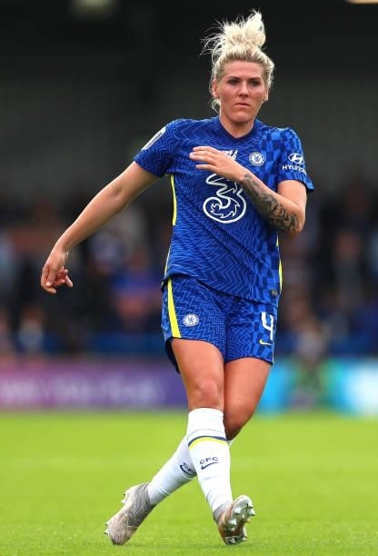 Millie Bright of Chelsea during the Barclays FA Women's Super League match between Chelsea Women and Leicester City Women at Kingsmeadow on October...