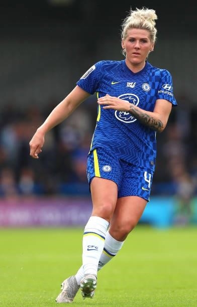 Millie Bright of Chelsea during the Barclays FA Women's Super League match between Chelsea Women and Leicester City Women at Kingsmeadow on October...