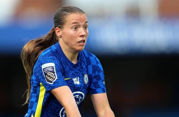 Fran Kirby of Chelsea looks on during the Barclays FA Women's Super League match between Chelsea Women and Leicester City Women at Kingsmeadow on...