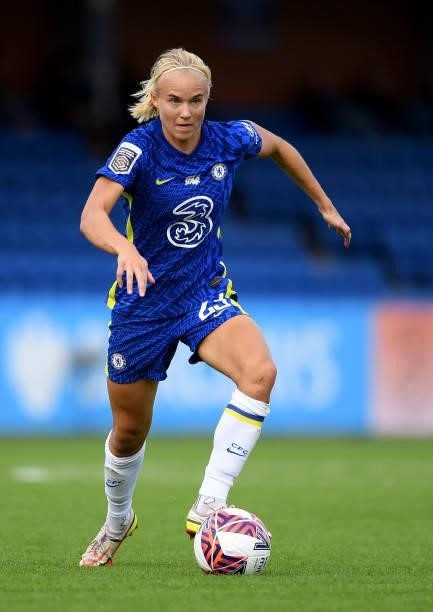 Pernille Harder of Chelsea Women in action during the Barclays FA Women's Super League match between Chelsea Women and Leicester City Women at...