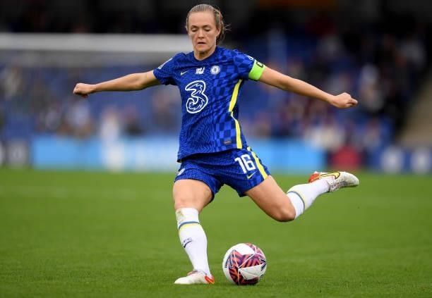 Magdalena Eriksson of Chelsea Women in action during the Barclays FA Women's Super League match between Chelsea Women and Leicester City Women at...