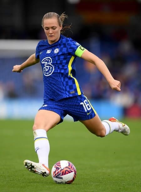Magdalena Eriksson of Chelsea Women in action during the Barclays FA Women's Super League match between Chelsea Women and Leicester City Women at...