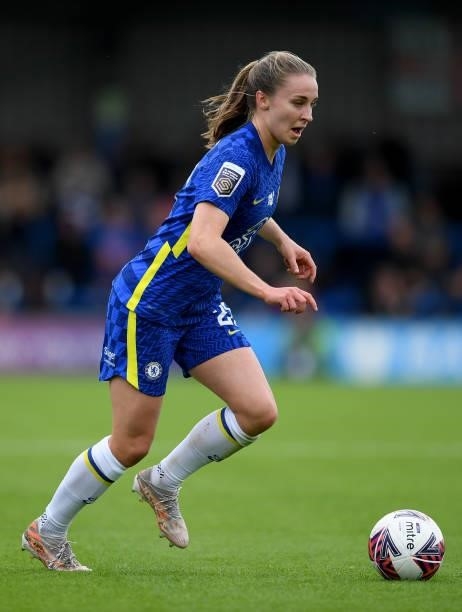 Niamh Charles of Chelsea Women in action during the Barclays FA Women's Super League match between Chelsea Women and Leicester City Women at...