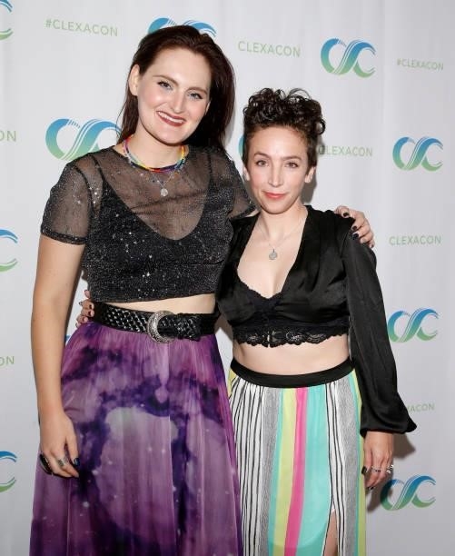 Actress Mary Chieffo and actor/writer Madi Goff attend the ClexaCon 2021 convention at the Tropicana Las Vegas on October 10, 2021 in Las Vegas,...