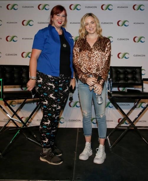 Writer Jessica Mason and Caity Lotz pose after the "Caity Lotz & Jes Macallan 