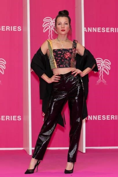 Actress Alina Gvasaliia attends the 4th Canneseries Festival - Day Three on October 10, 2021 in Cannes, France.