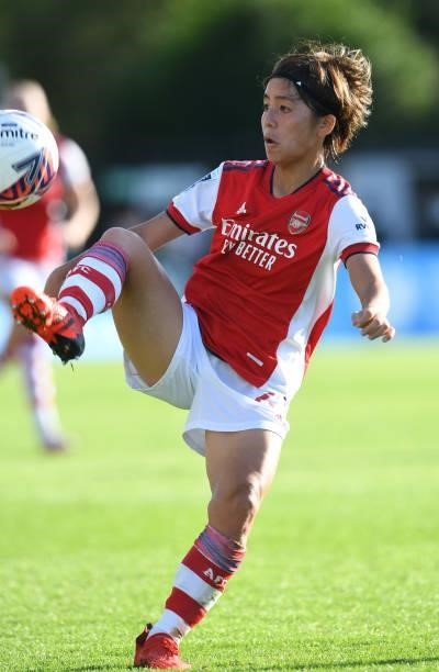 Mana Iwabuchi of Arsenal during the Barclays FA Women's Super League match between Arsenal Women and Everton Women at Meadow Park on October 10, 2021...