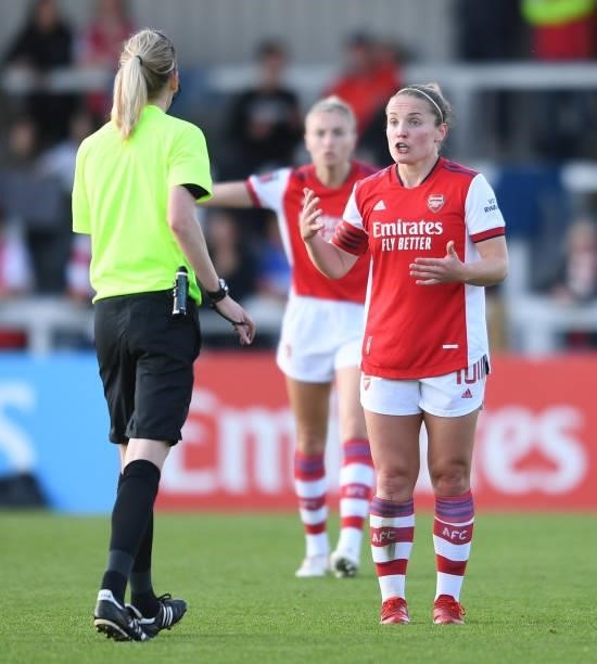 Kim Little of Arsenal during the Barclays FA Women's Super League match between Arsenal Women and Everton Women at Meadow Park on October 10, 2021 in...