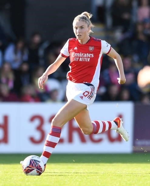 Leah Williamson of Arsenal during the Barclays FA Women's Super League match between Arsenal Women and Everton Women at Meadow Park on October 10,...