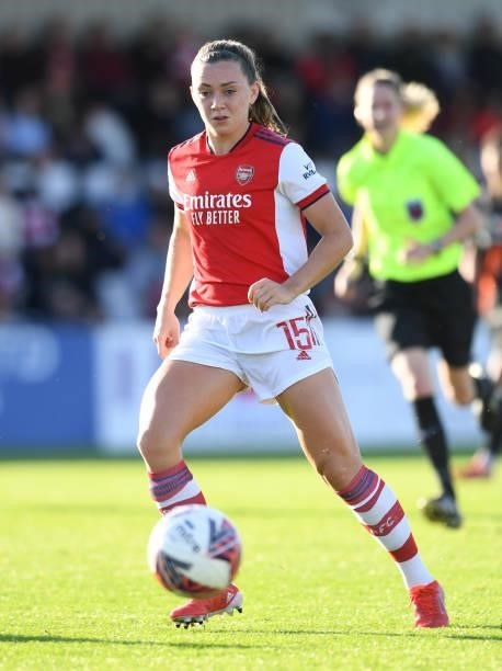 Katie McCabe of Arsenal during the Barclays FA Women's Super League match between Arsenal Women and Everton Women at Meadow Park on October 10, 2021...