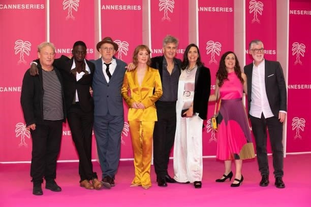Ashley Pharoah, Ibrahim Koma, Steve Barron, Leonie Benesh, Simon Crawford-Collins and guests attend the 4th Canneseries Festival - Day Three on...