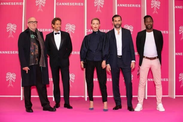 Bill Eagles, Ioan Gruffudd, Ivanna Anatoliyivna Sakhno, Gregory Fitoussi and Sydney Gallonde attend the 4th Canneseries Festival - Day Three on...