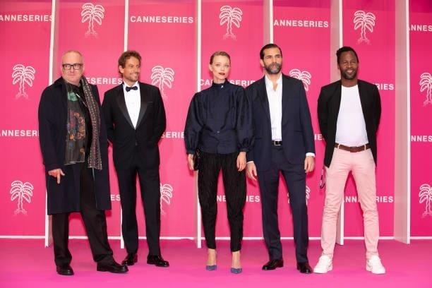 Bill Eagles, Ioan Gruffudd, Ivanna Anatoliyivna Sakhno, Gregory Fitoussi and Sydney Gallonde attend the 4th Canneseries Festival - Day Three on...