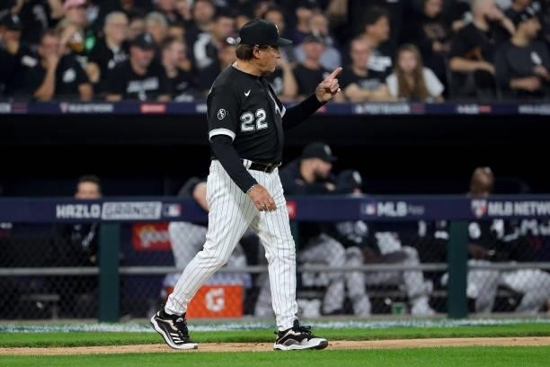 Manager Tony La Russa of the Chicago White Sox walks to the mound for a pitching change in the second inning during game 3 of the American League...