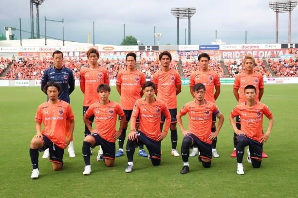 Omiya Ardija players line up for the team photos prior to the J.League Meiji Yasuda J2 33rd Sec. Match between Omiya Ardija and Zweigen Kanazawa at...