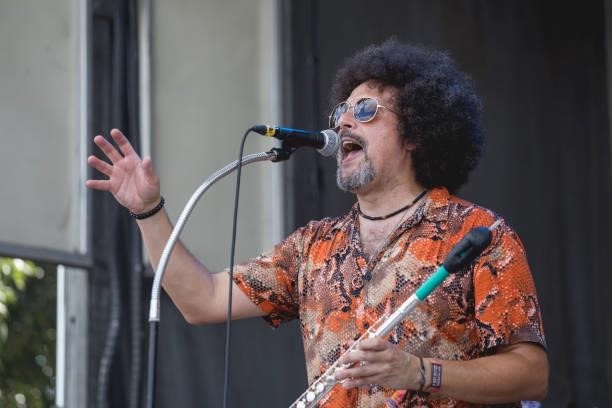 Jaime Ospina of Superfónicos performs onstage during weekend two, day three of Austin City Limits Music Festival at Zilker Park on October 10, 2021...