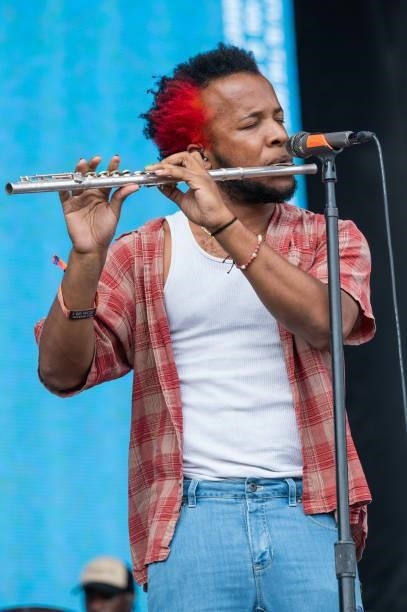 Singer and songwriter Cautious Clay performs live on stage during Austin City Limits Festival at Zilker Park on October 10, 2021 in Austin, Texas.