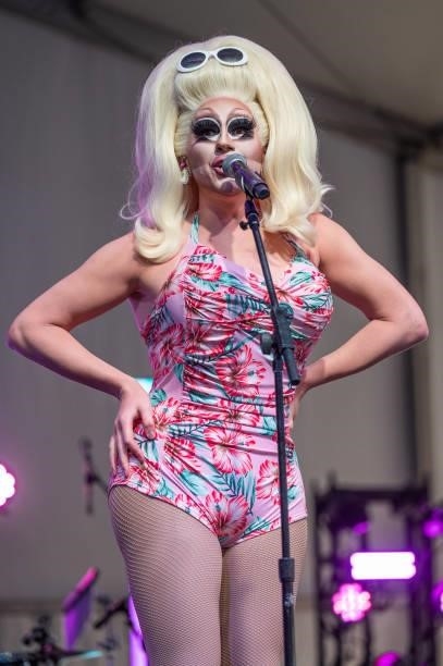 Drag queen, singer and songwriter Trixie Mattel performs live on stage during Austin City Limits Festival at Zilker Park on October 10, 2021 in...