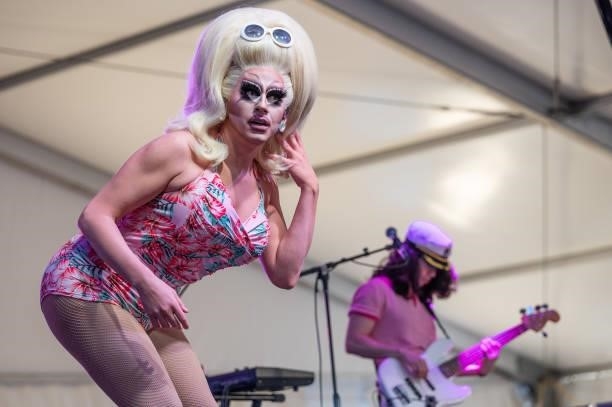 Drag queen, singer and songwriter Trixie Mattel performs live on stage during Austin City Limits Festival at Zilker Park on October 10, 2021 in...