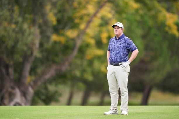 Dave Coupland of England watches his shot during Day Four of The Open de Espana at Club de Campo Villa de Madrid on October 10, 2021 in Madrid, Spain.