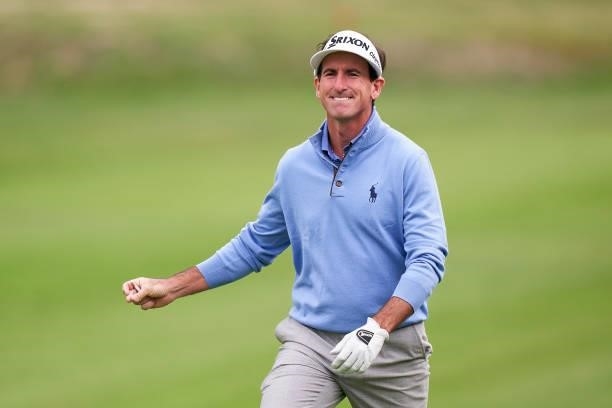 Gonzalo Fernandez-Castano of Spain reacts during Day Four of The Open de Espana at Club de Campo Villa de Madrid on October 10, 2021 in Madrid, Spain.