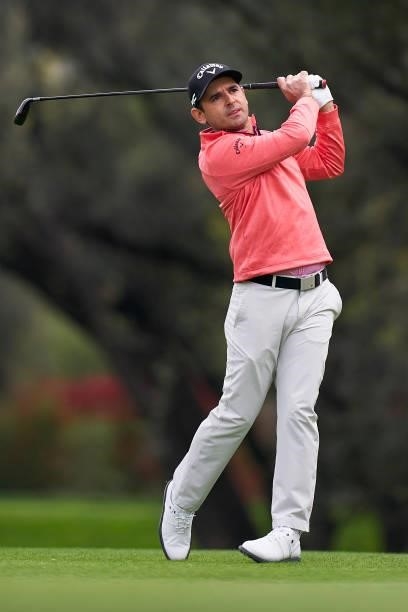 Fabrizio Zanotti of Paraguay plays a shot during Day Four of The Open de Espana at Club de Campo Villa de Madrid on October 10, 2021 in Madrid, Spain.