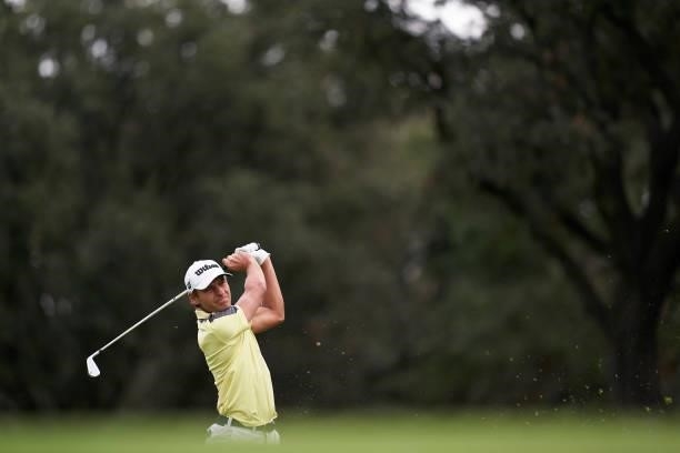 Joakim Lagergren of Sweden plays a shot during Day Four of The Open de Espana at Club de Campo Villa de Madrid on October 10, 2021 in Madrid, Spain.